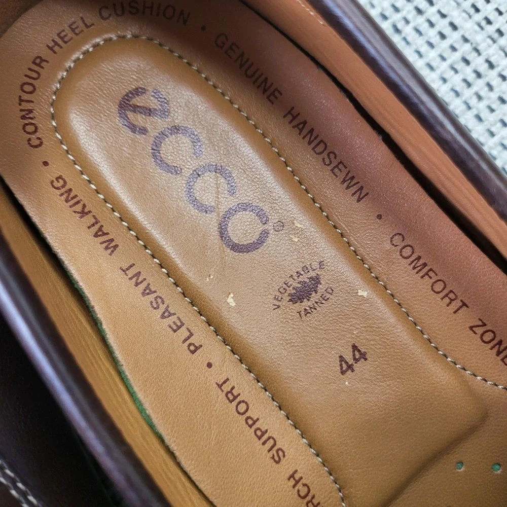 ECCO Loafer Shoes Mens Size 10.5 Brown Leather Slip On Casual Driving Comfort